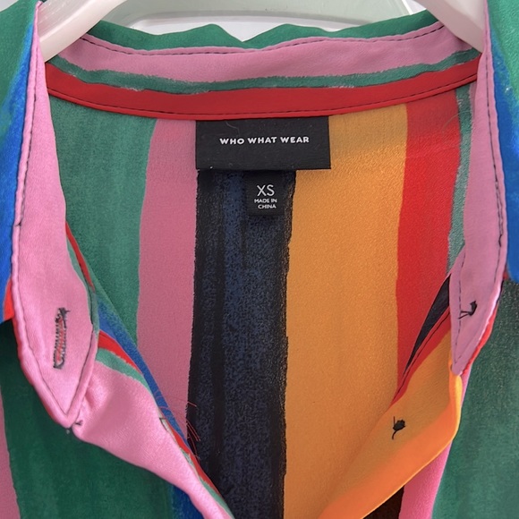 Who What Wear Colorful Button Down - Picture 3 of 7